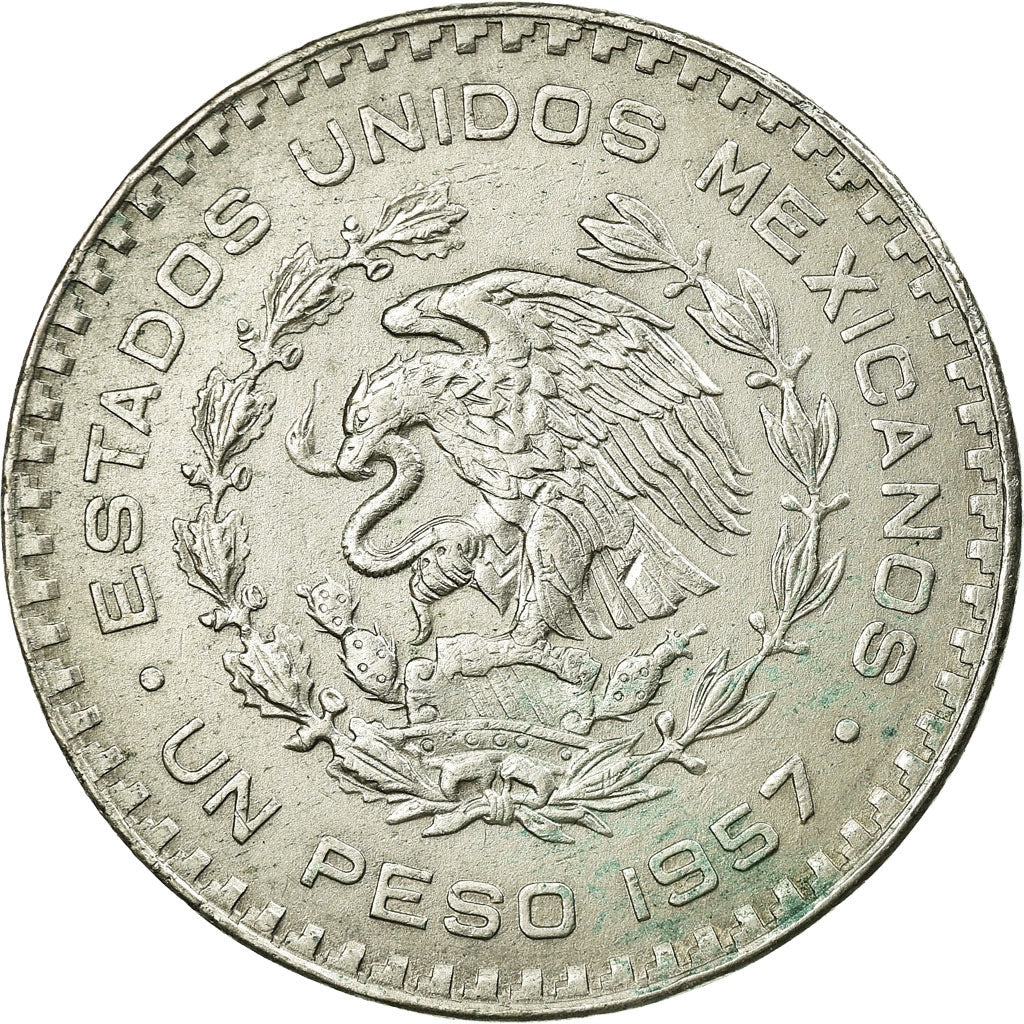 Coin, Mexico, Peso, 1957, Mexico City, EF(40-45), Silver, KM:458
