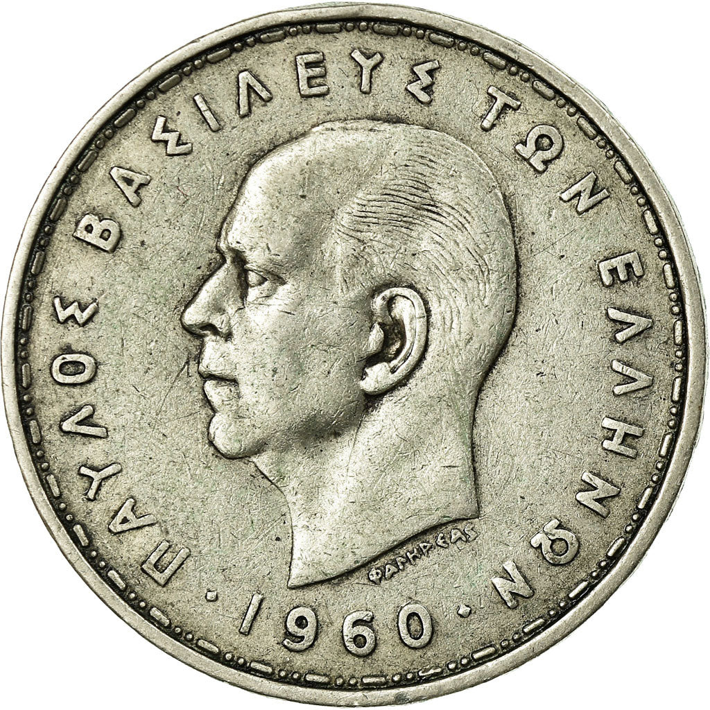 Coin, Greece, Paul I, 20 Drachmai, 1960, EF(40-45), Silver, KM:85