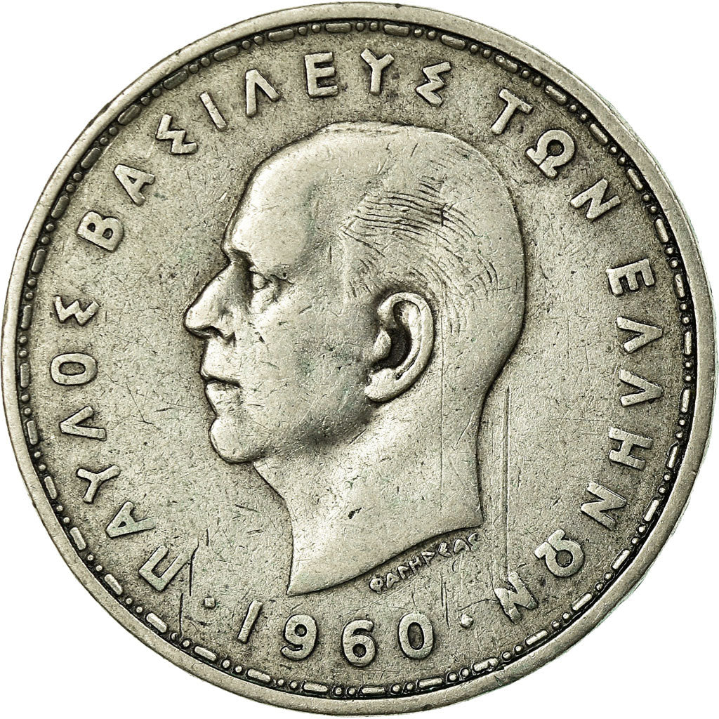 Coin, Greece, Paul I, 20 Drachmai, 1960, EF(40-45), Silver, KM:85