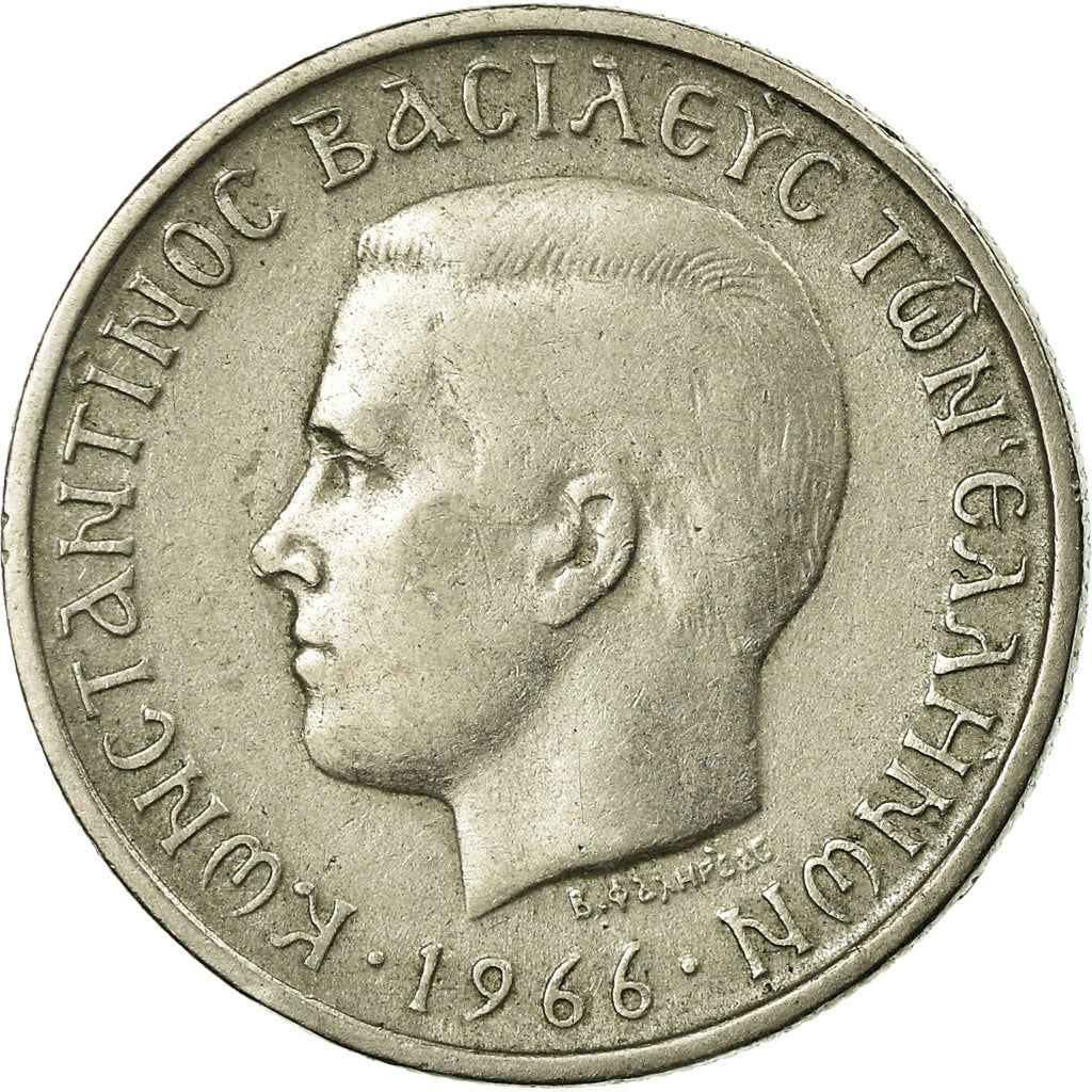 Moneda, Grecia, Constantine II, Drachma, 1966, MBC, Cobre - níquel, KM:89
