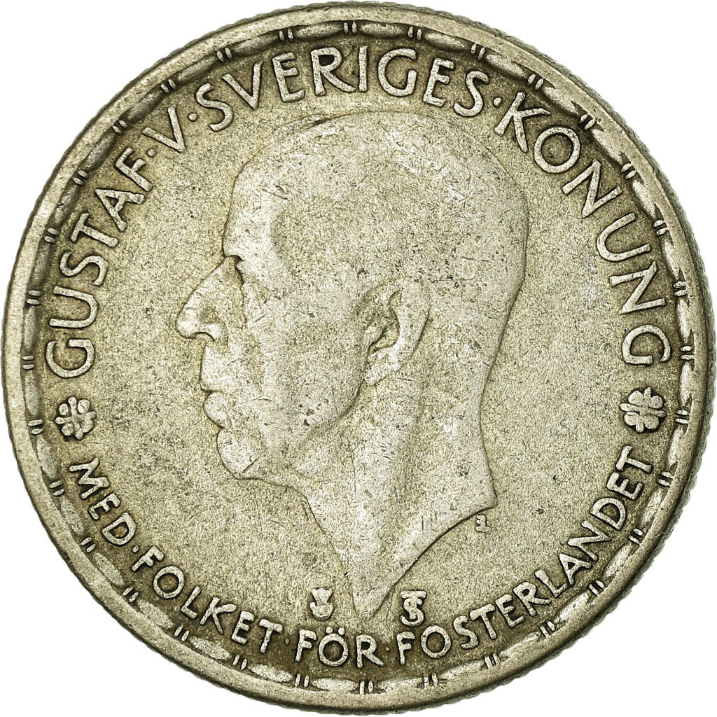 Moneda, Suecia, Gustaf V, Krona, 1947, BC+, Plata, KM:814