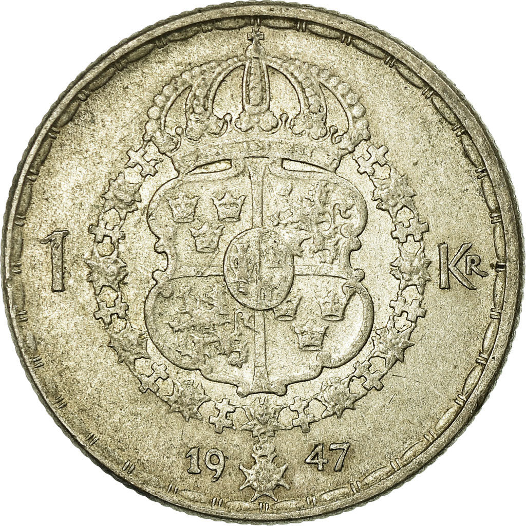 Coin, Sweden, Gustaf V, Krona, 1947, EF(40-45), Silver, KM:814