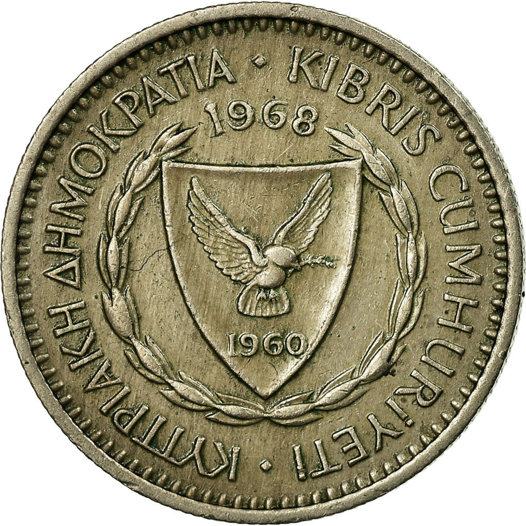 Coin, Cyprus, 25 Mils, 1968, EF(40-45), Copper-nickel, KM:40