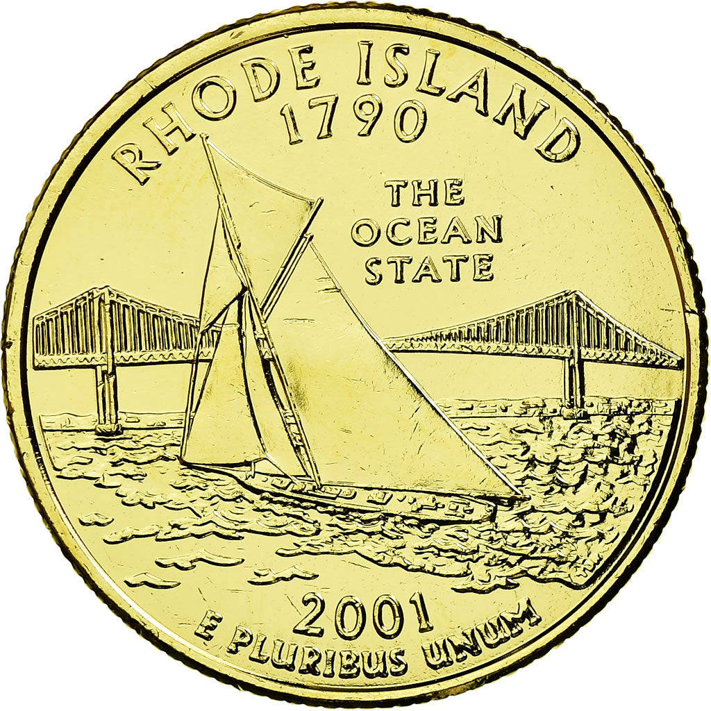 Coin, United States, Rhode Island, Quarter, 2001, golden, AU(55-58)