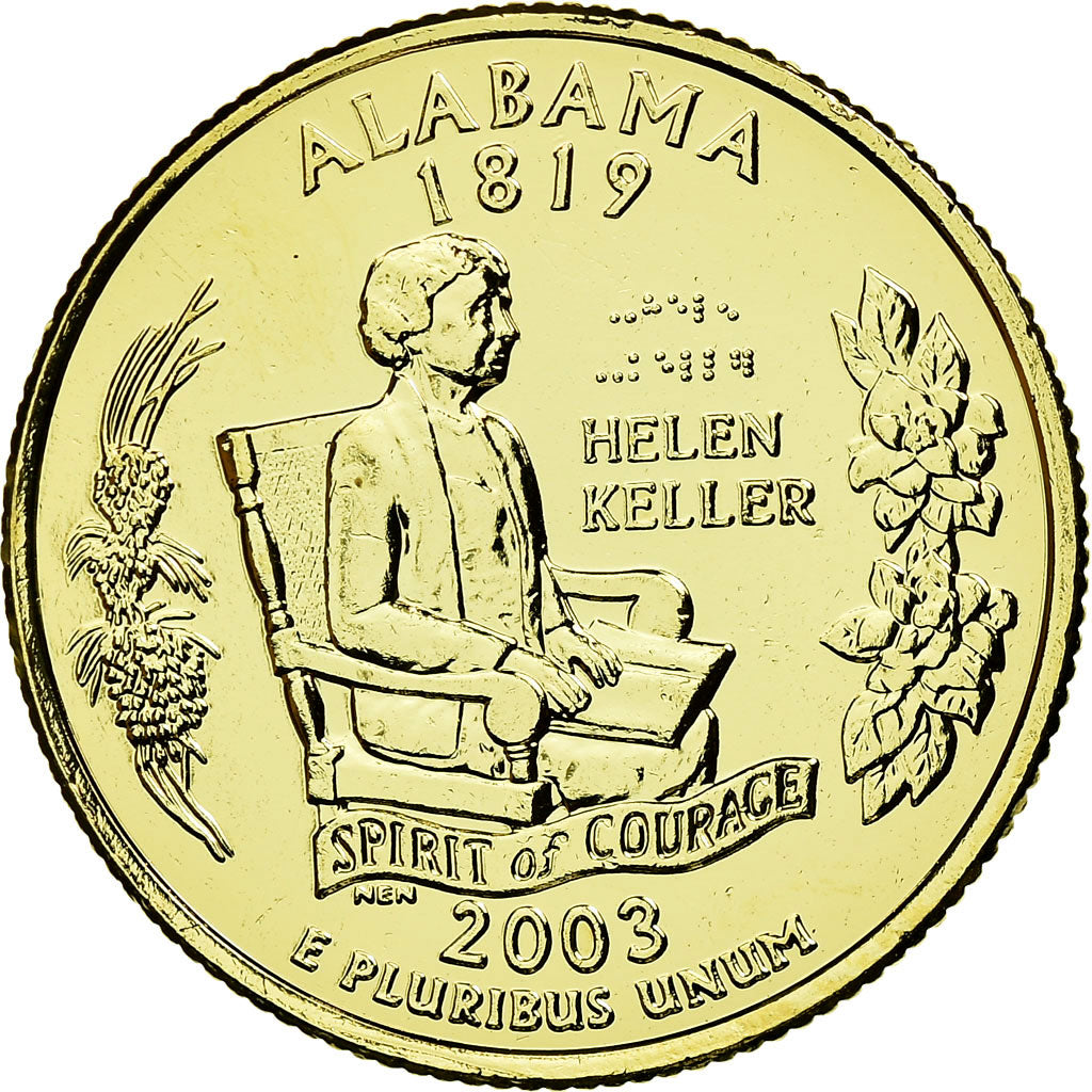 Münze, Vereinigte Staaten, Alabama, Quarter, 2003, golden, VZ, Copper-nickel