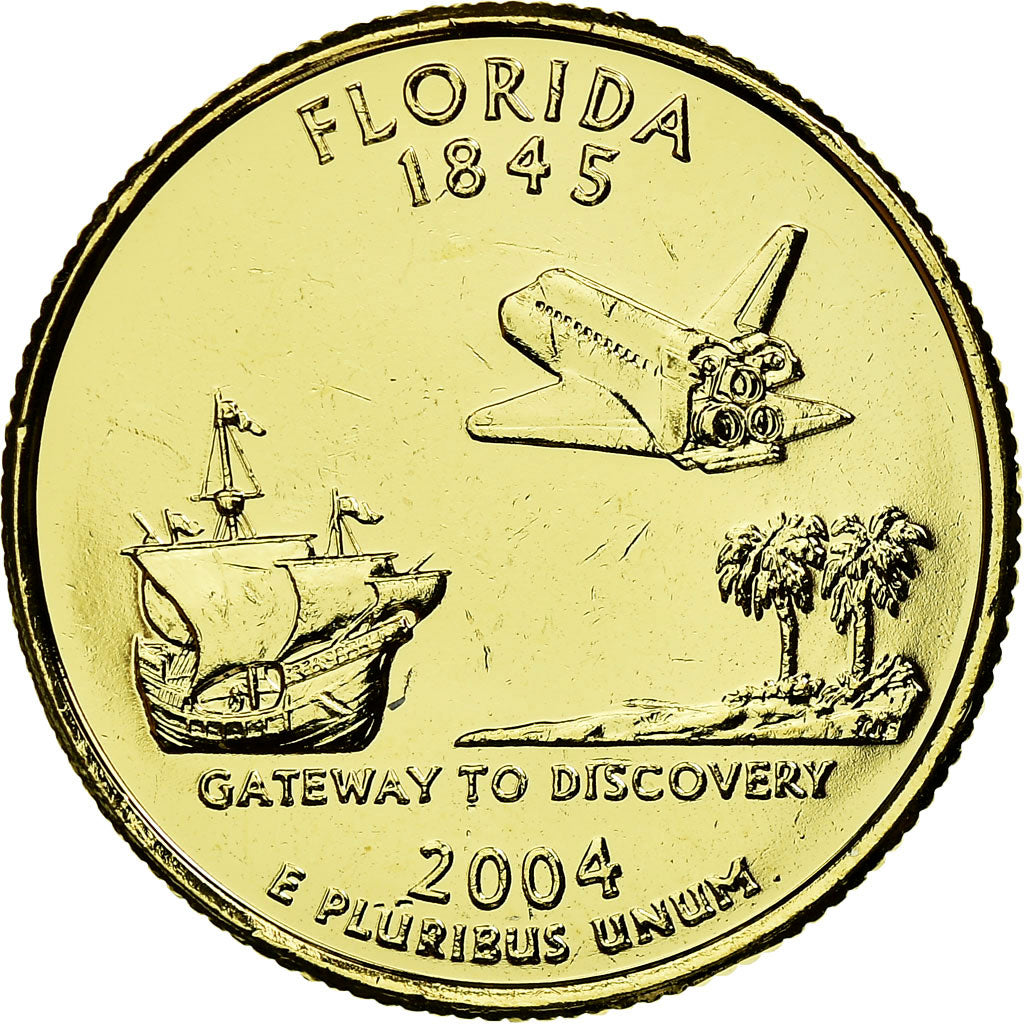 Coin, United States, Florida, Quarter, 2004, golden, AU(55-58), Copper-nickel