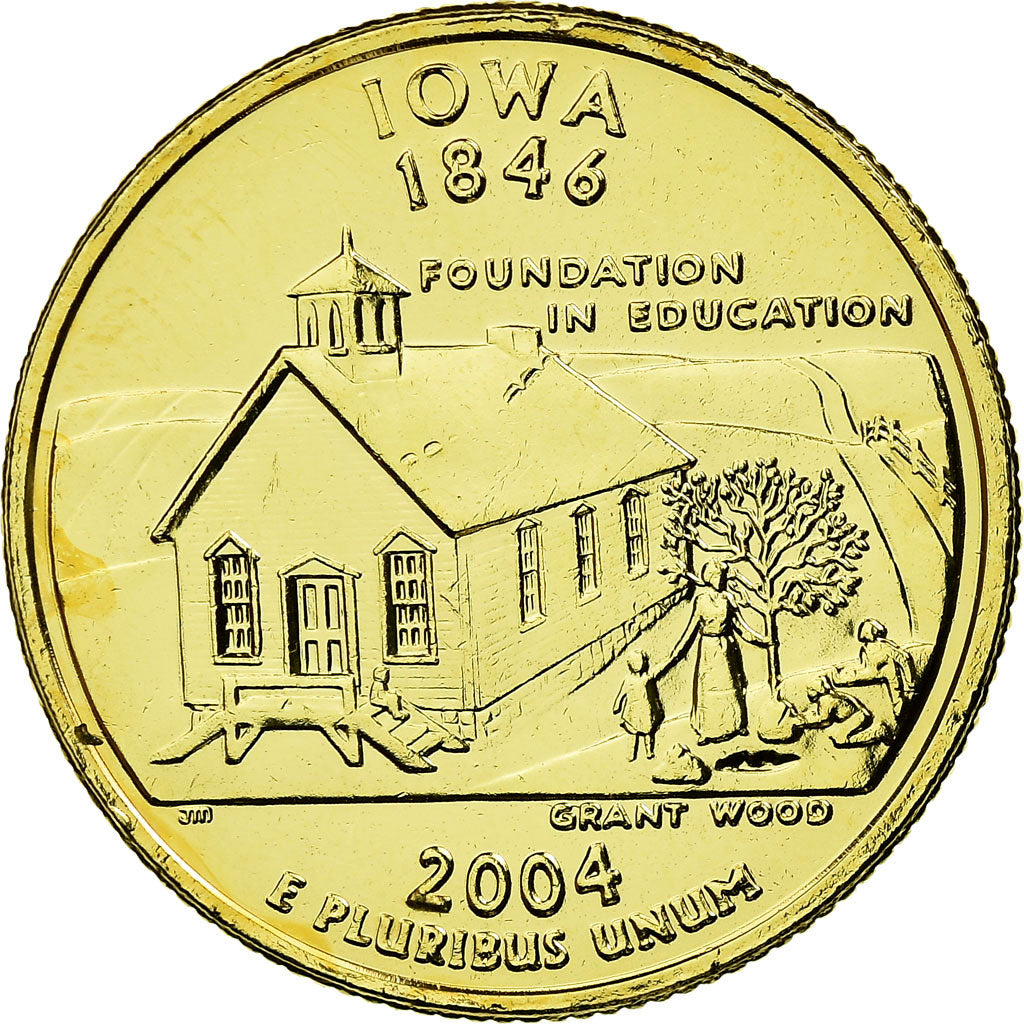 Coin, United States, Iowa, Quarter, 2004, golden, AU(55-58), Copper-nickel
