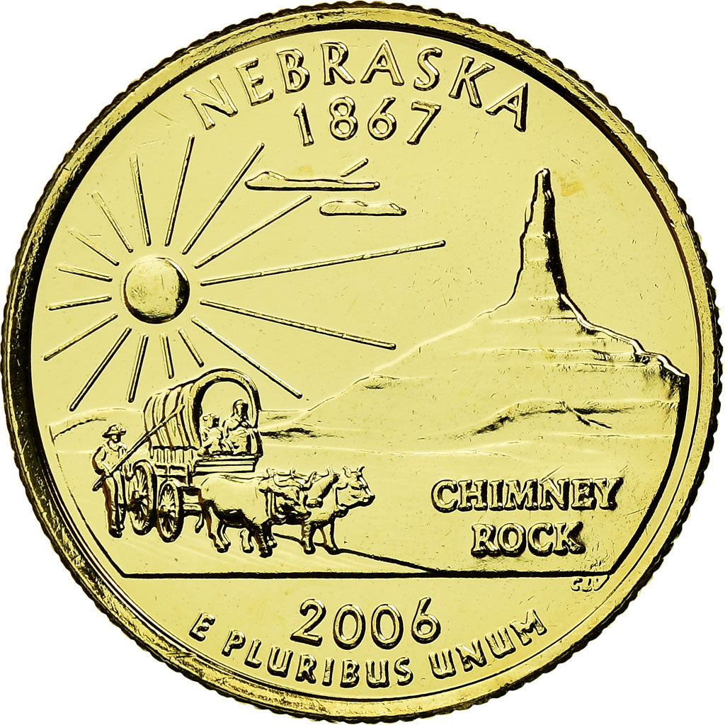 Moneta, USA, Nebraska, Quarter, 2006, golden, AU(55-58), Miedź-Nikiel
