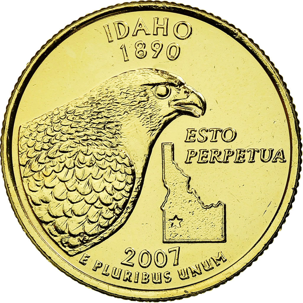Moneda, Estados Unidos, Idaho, Quarter, 2007, golden, EBC, Cobre - níquel