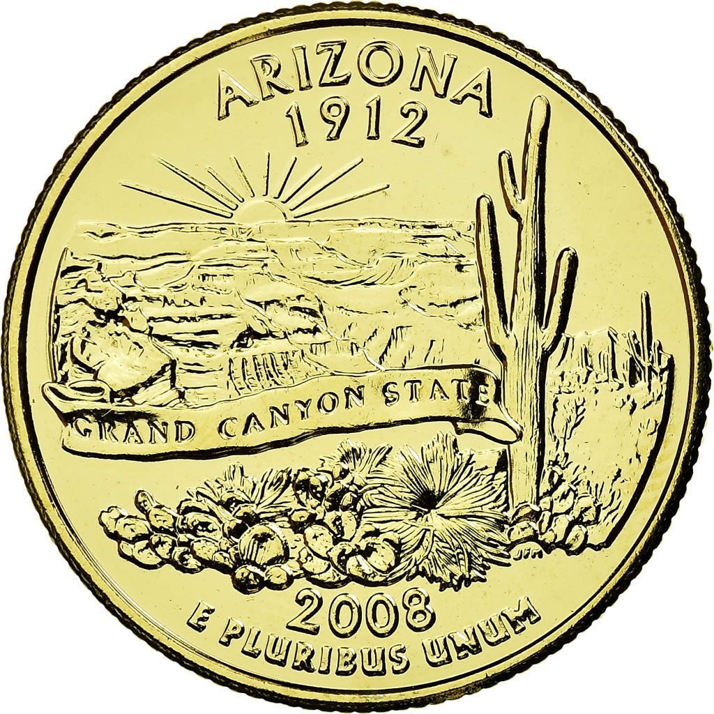 Moneta, Stati Uniti, Arizona, Quarter, 2008, golden, SPL-, Rame-nichel