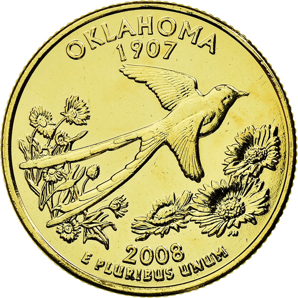 Coin, United States, Oklahoma, Quarter, 2008, golden, AU(55-58), Copper-nickel