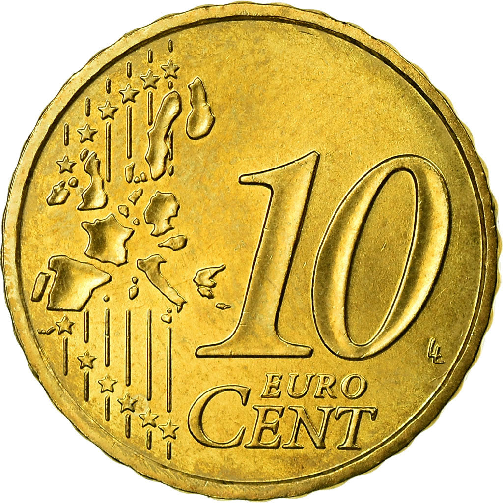 Monaco, 10 Euro Cent, 2002, SPL, Laiton, KM:170