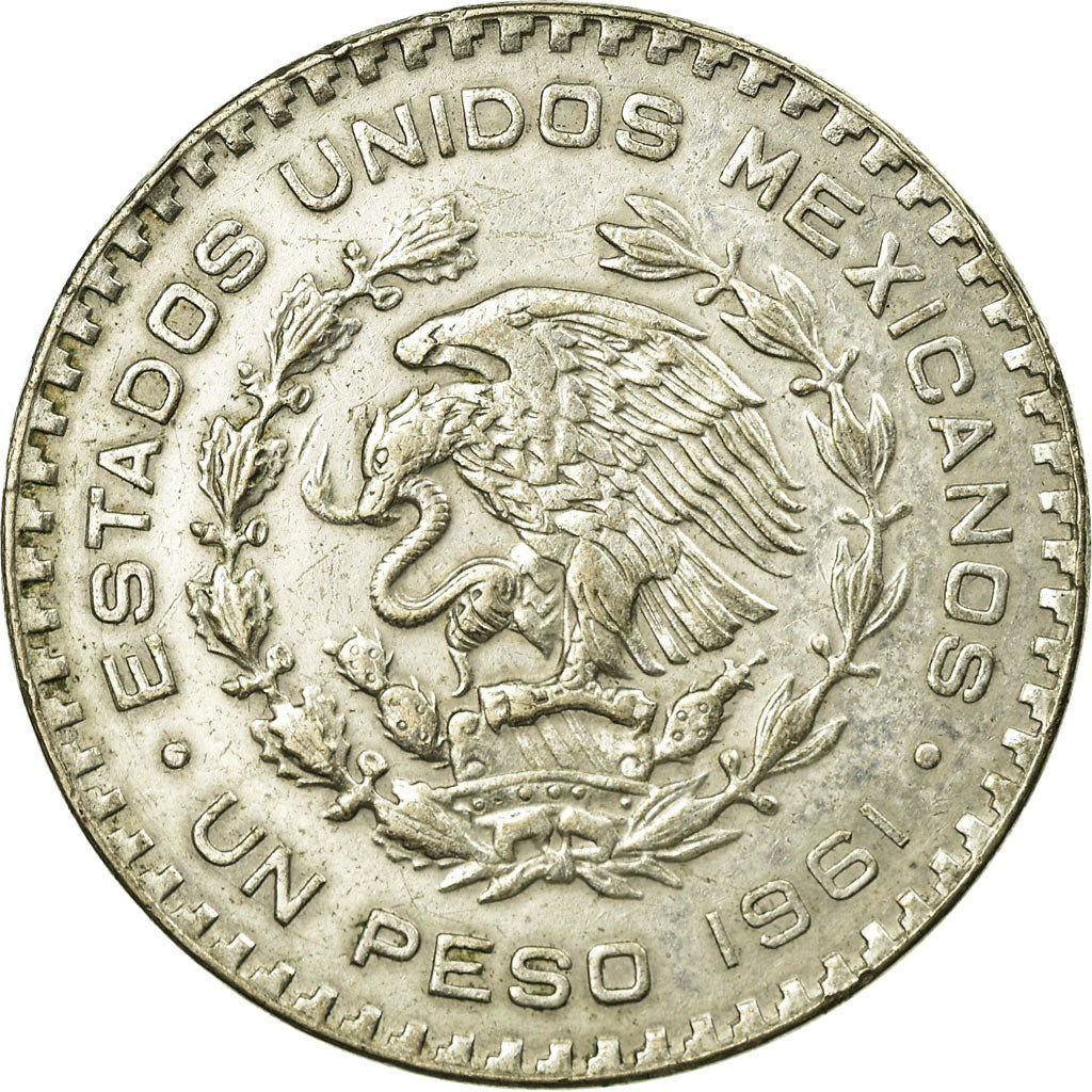 Coin, Mexico, Peso, 1961, Mexico City, EF(40-45), Silver, KM:459