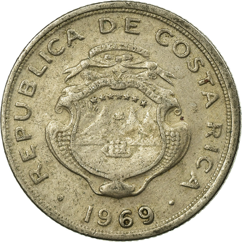 Coin, Costa Rica, 10 Centimos, 1969, EF(40-45), Copper-nickel, KM:185.2