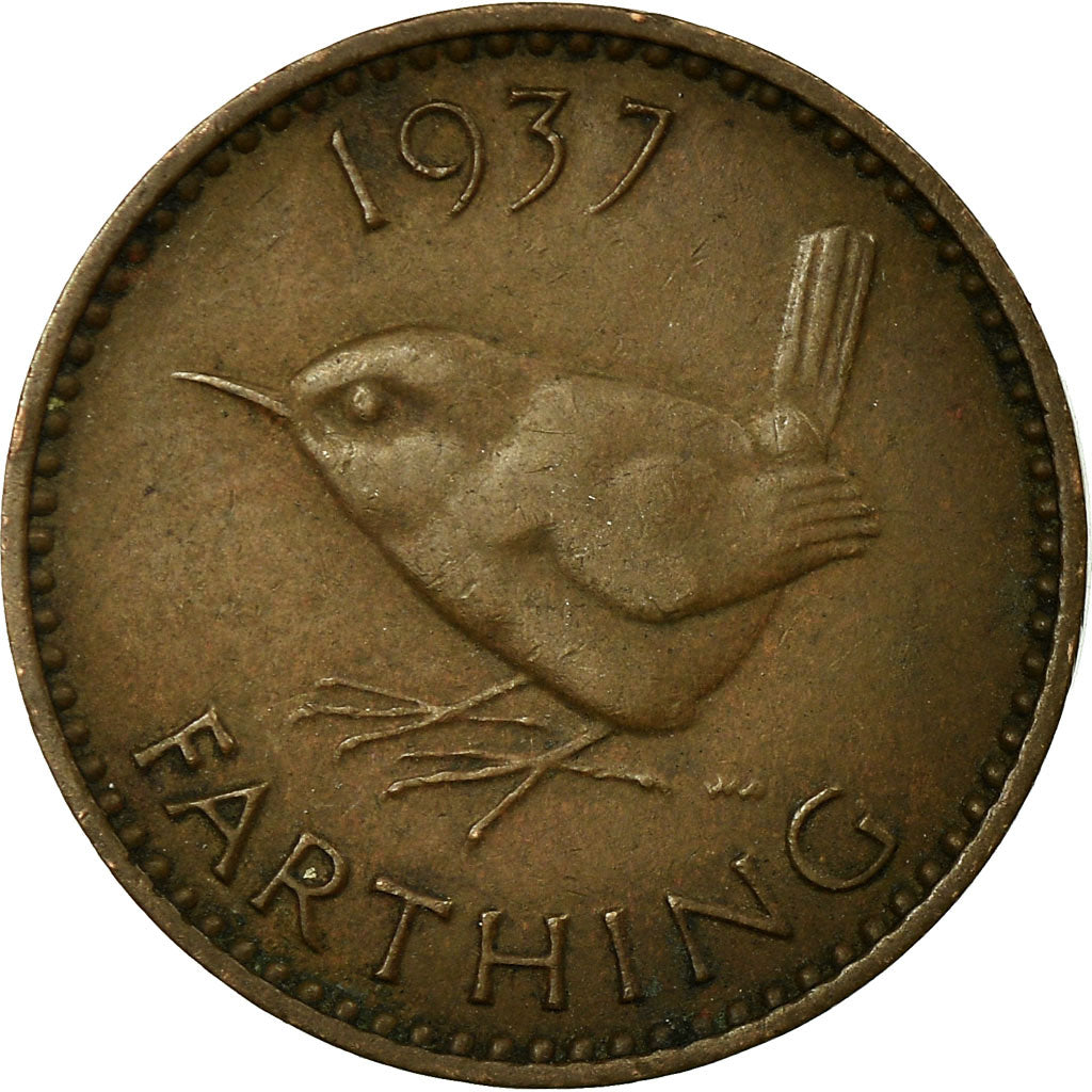 Coin, Great Britain, George VI, Farthing, 1937, EF(40-45), Bronze, KM:843
