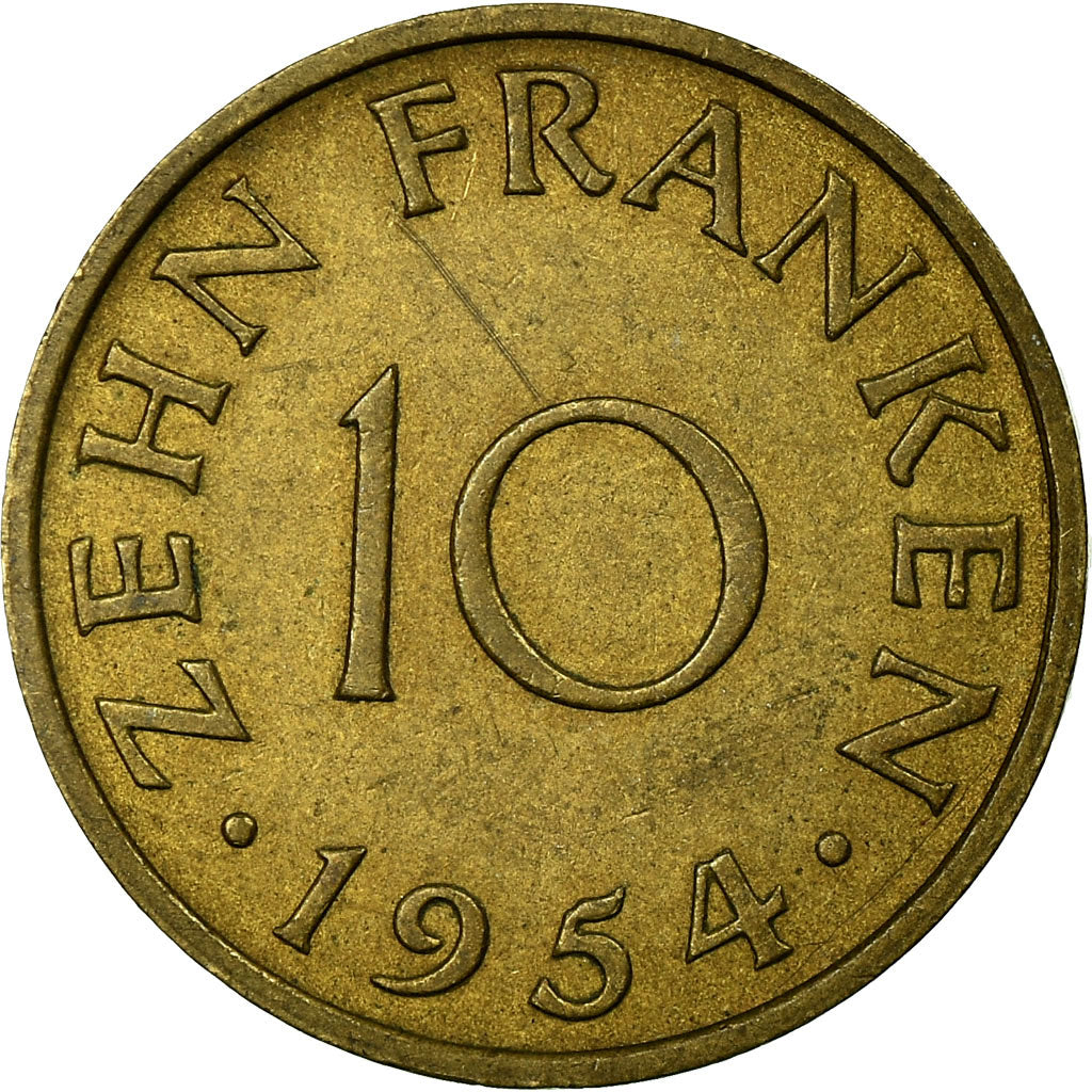 Moneta, SAARLAND, 10 Franken, 1954, Paris, BB, Alluminio-bronzo, KM:1