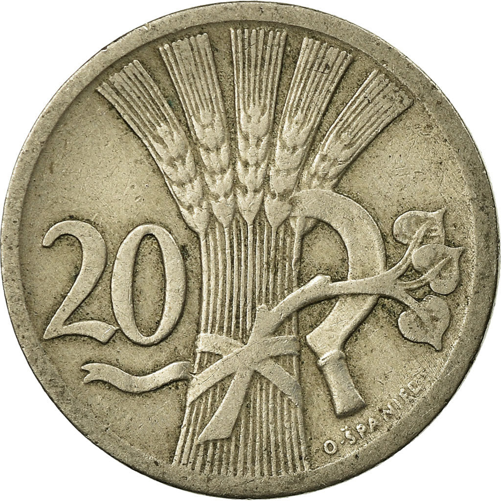 Coin, Czechoslovakia, 20 Haleru, 1926, VF(30-35), Copper-nickel, KM:1