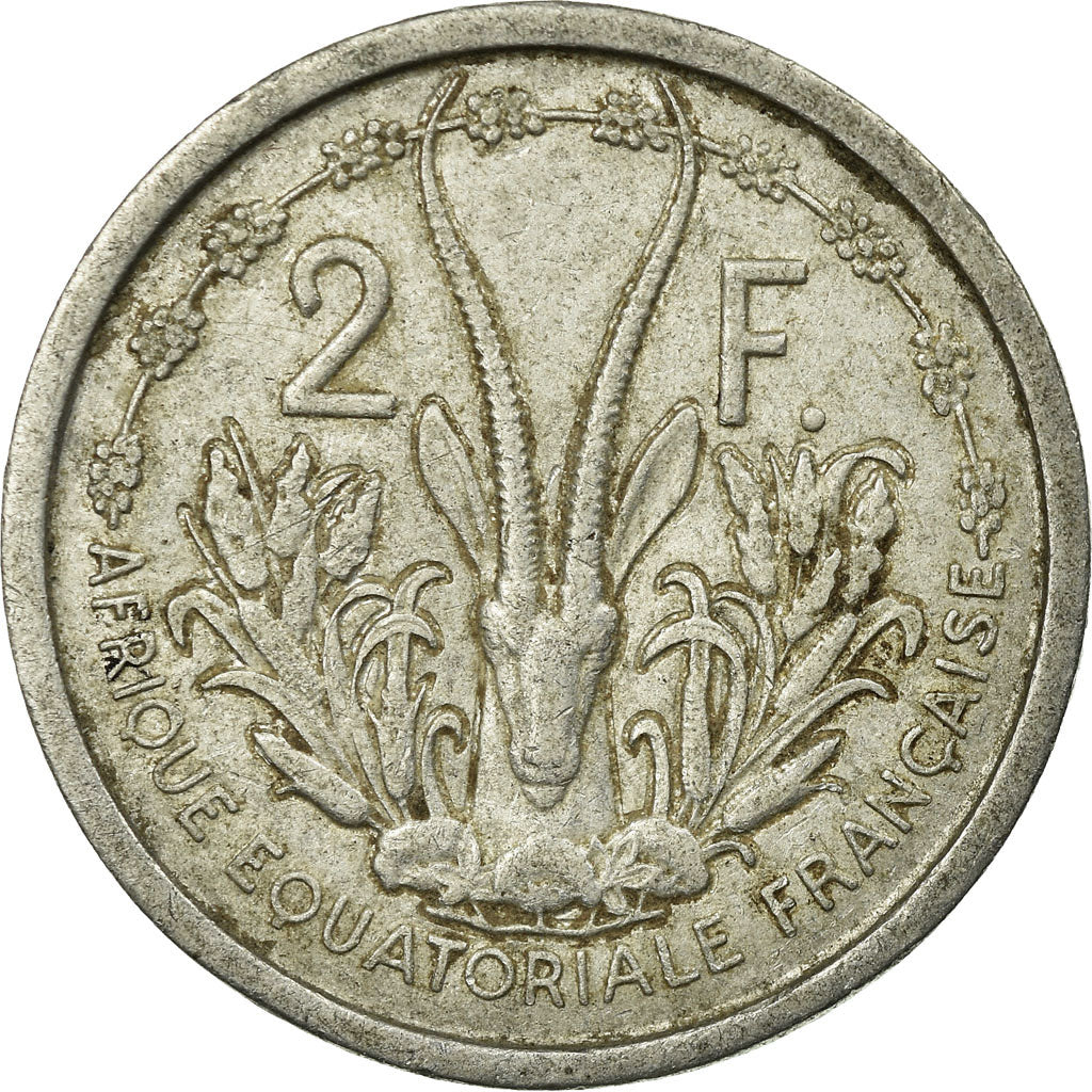 Moneda, África ecuatorial francesa, 2 Francs, 1948, Paris, BC+, Aluminio, KM:7