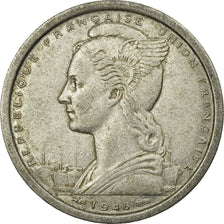 Moeda, África Equatorial Francesa, 2 Francs, 1948, Paris, EF(40-45), Alumínio