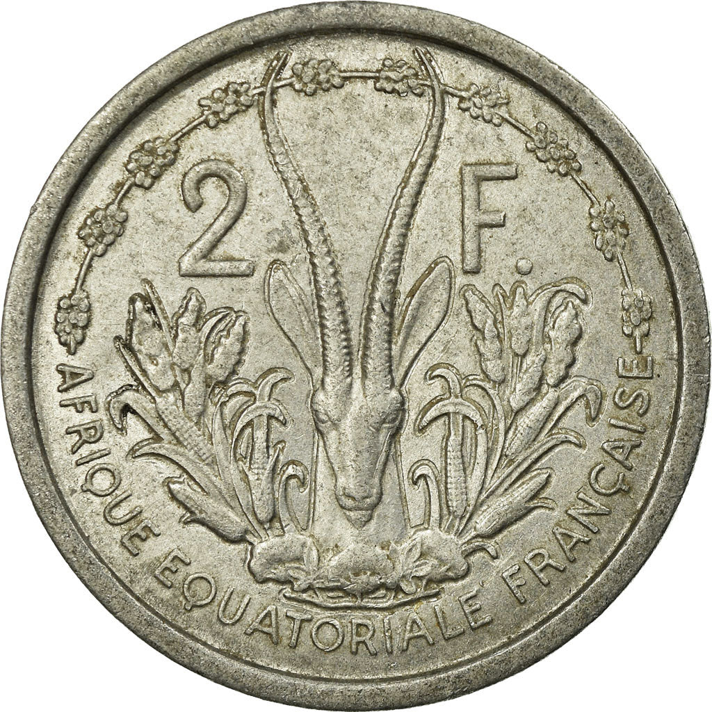 Moeda, África Equatorial Francesa, 2 Francs, 1948, Paris, EF(40-45), Alumínio