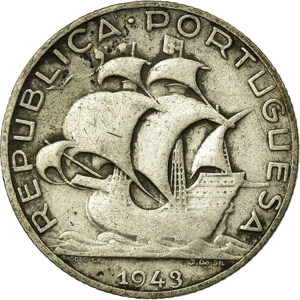 Monnaie, Portugal, 2-1/2 Escudos, 1943, TB, Argent, KM:580