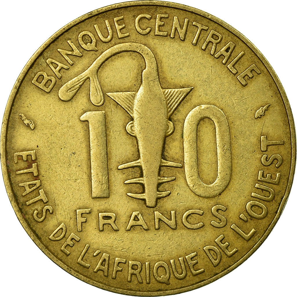 Munten, West Afrikaanse Staten, 10 Francs, 1990, Paris, FR+, Aluminum-Bronze