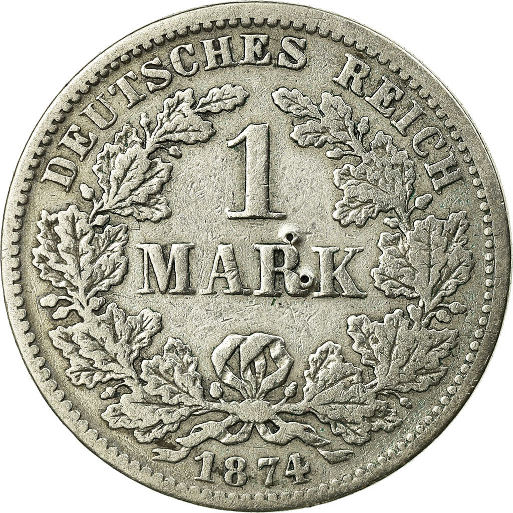 Coin, GERMANY - EMPIRE, Wilhelm I, Mark, 1874, Stuttgart, VF(20-25), Silver