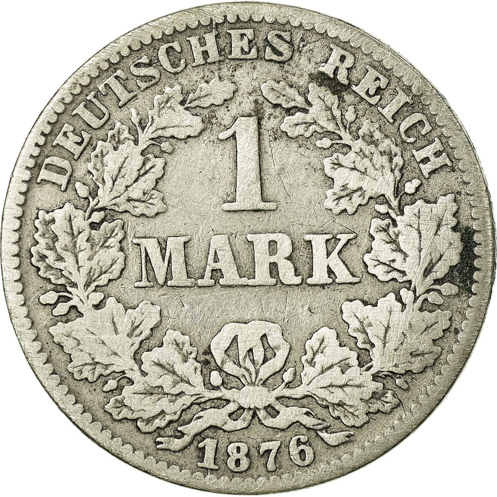 Coin, GERMANY - EMPIRE, Wilhelm I, Mark, 1876, Frankfurt, VF(20-25), Silver