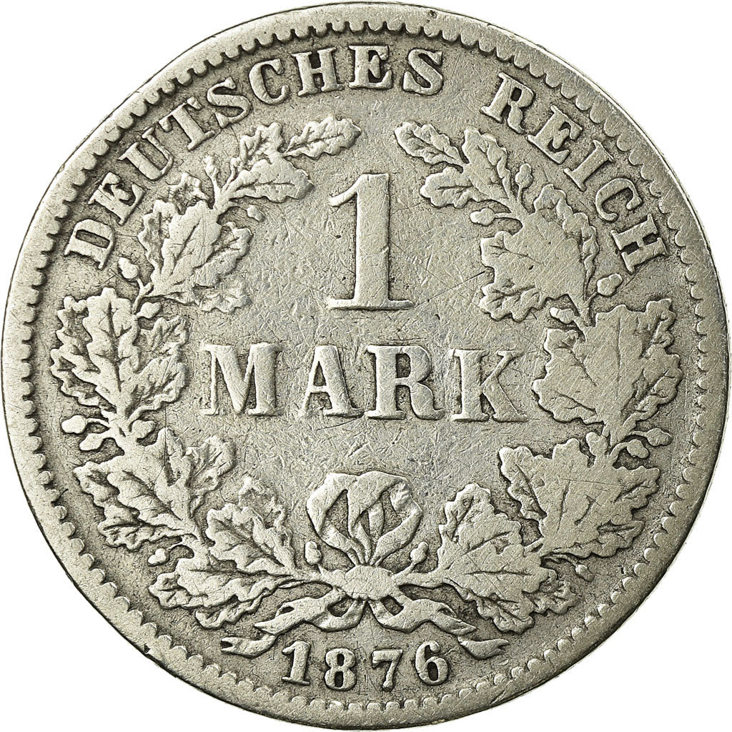 Coin, GERMANY - EMPIRE, Wilhelm I, Mark, 1876, Stuttgart, VF(20-25), Silver