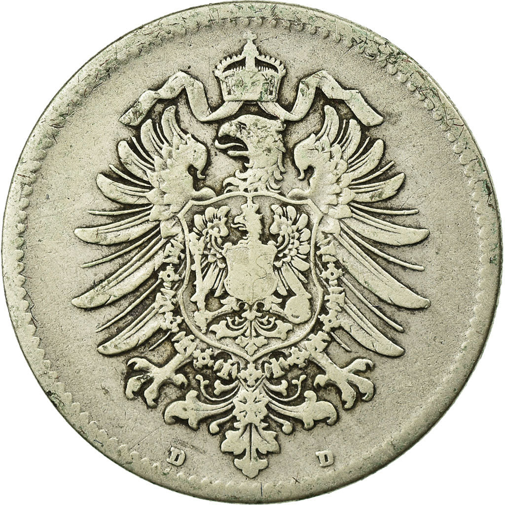 Coin, GERMANY - EMPIRE, Wilhelm I, Mark, 1881, Munich, VF(20-25), Silver, KM:7