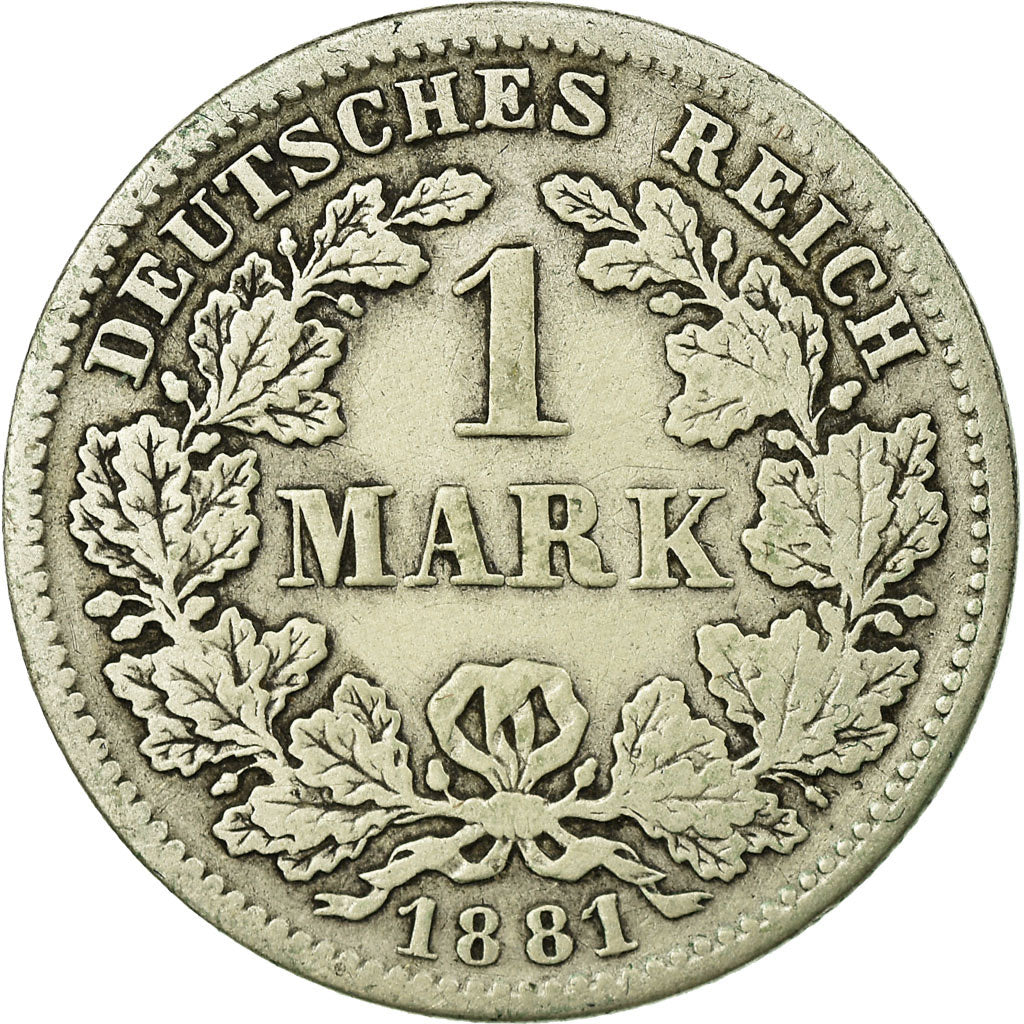 Coin, GERMANY - EMPIRE, Wilhelm I, Mark, 1881, Munich, VF(20-25), Silver, KM:7
