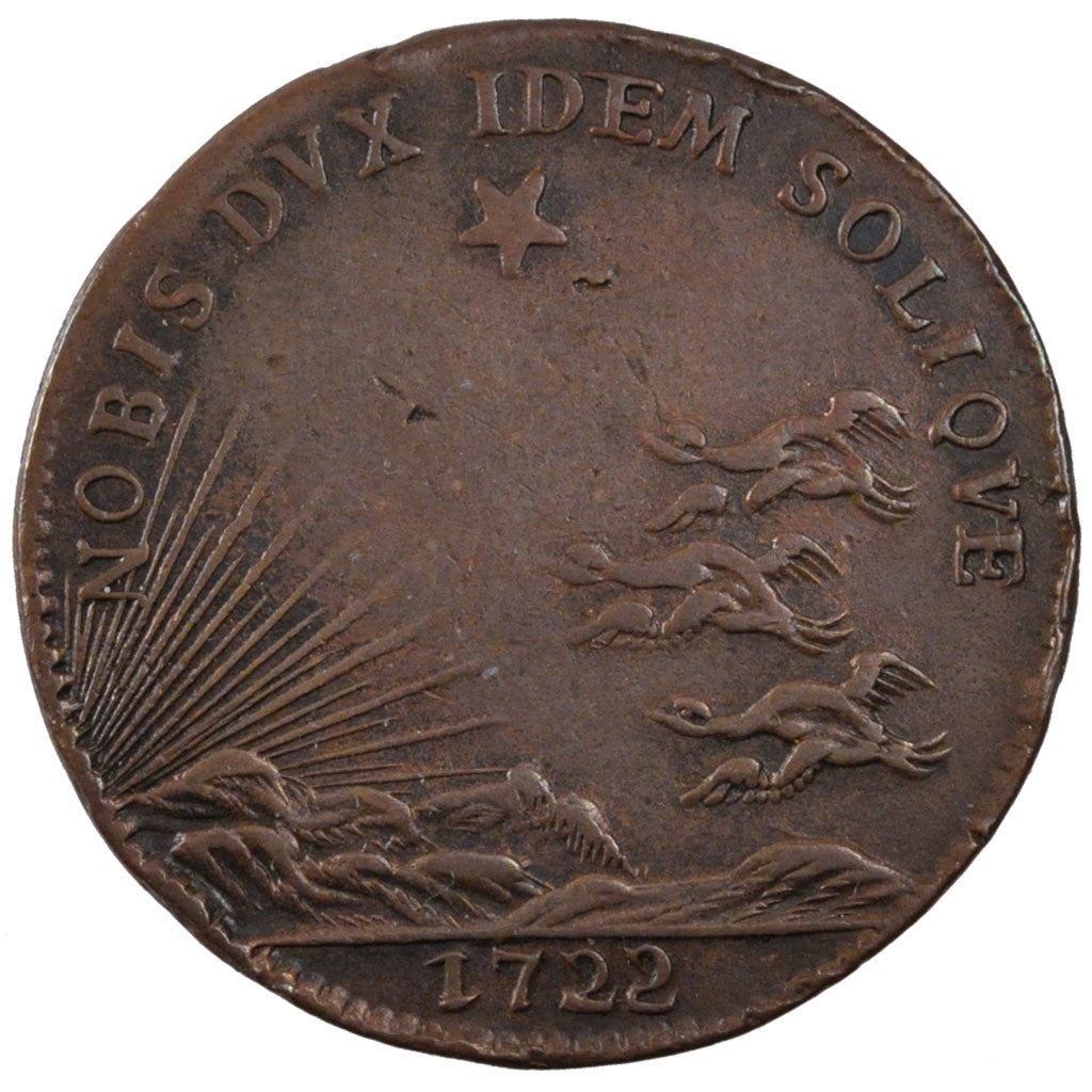 France, Royal, Token, 1722, AU(50-53), Copper, Feuardent #9905, 9.02