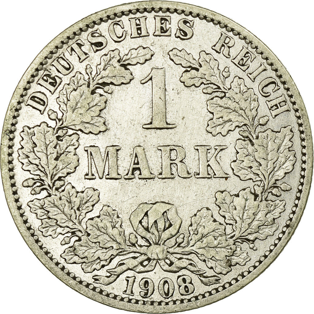 Coin, GERMANY - EMPIRE, Wilhelm II, Mark, 1908, Berlin, EF(40-45), Silver, KM:14