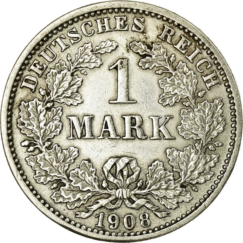 Coin, GERMANY - EMPIRE, Wilhelm II, Mark, 1908, Munich, EF(40-45), Silver, KM:14