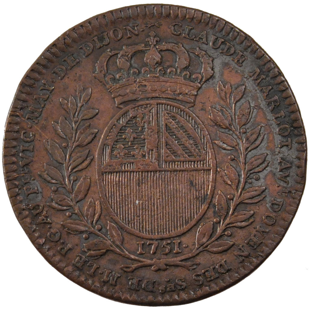 France, Royal, Token, 1751, AU(50-53), Copper, Feuardent #10106, 9.48