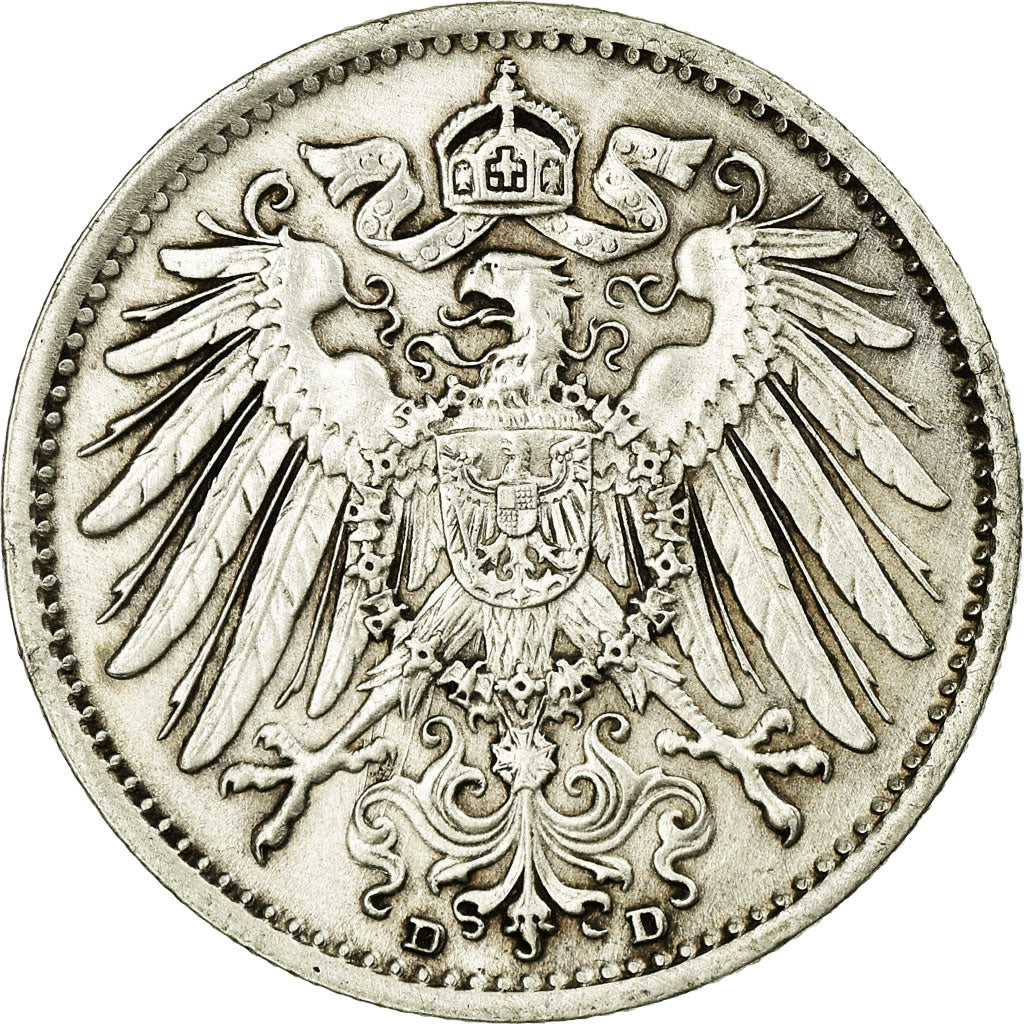 Coin, GERMANY - EMPIRE, Wilhelm II, Mark, 1914, Munich, EF(40-45), Silver, KM:14