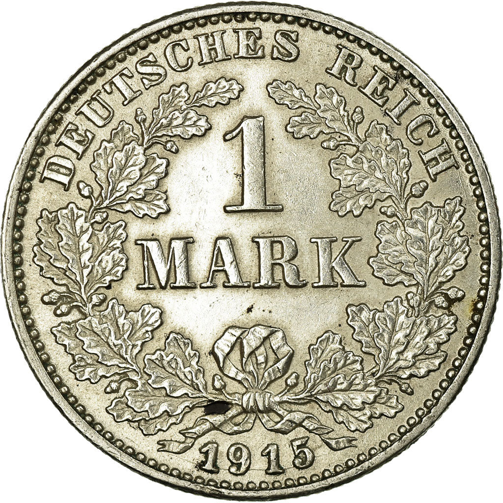 Coin, GERMANY - EMPIRE, Wilhelm II, Mark, 1915, Karlsruhe, EF(40-45), Silver