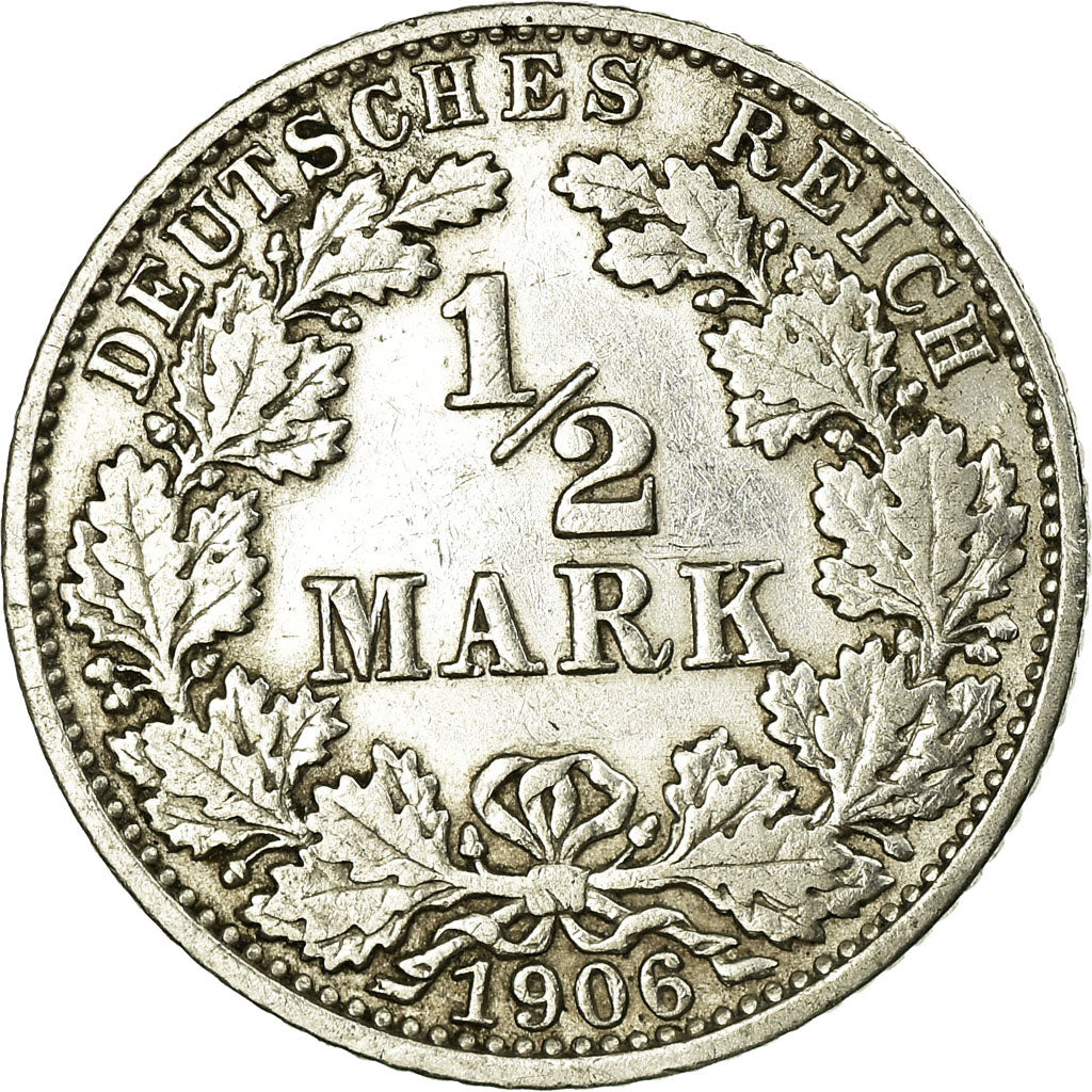 Moneta, GERMANIA - IMPERO, 1/2 Mark, 1906, Karlsruhe, MB+, Argento, KM:17