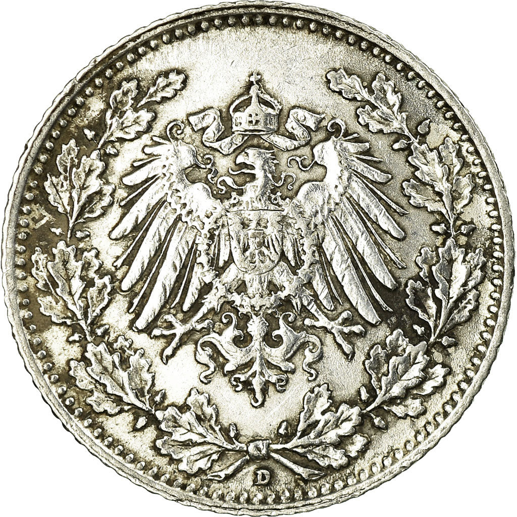 Coin, GERMANY - EMPIRE, 1/2 Mark, 1905, Munich, EF(40-45), Silver, KM:17