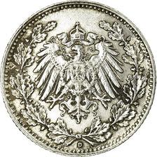 Coin, GERMANY - EMPIRE, 1/2 Mark, 1905, Munich, EF(40-45), Silver, KM:17