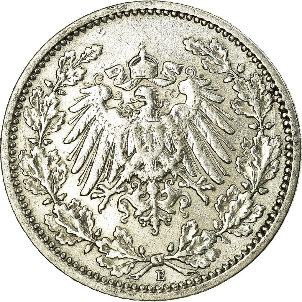 Coin, GERMANY - EMPIRE, 1/2 Mark, 1905, Muldenhütten, EF(40-45), Silver, KM:17