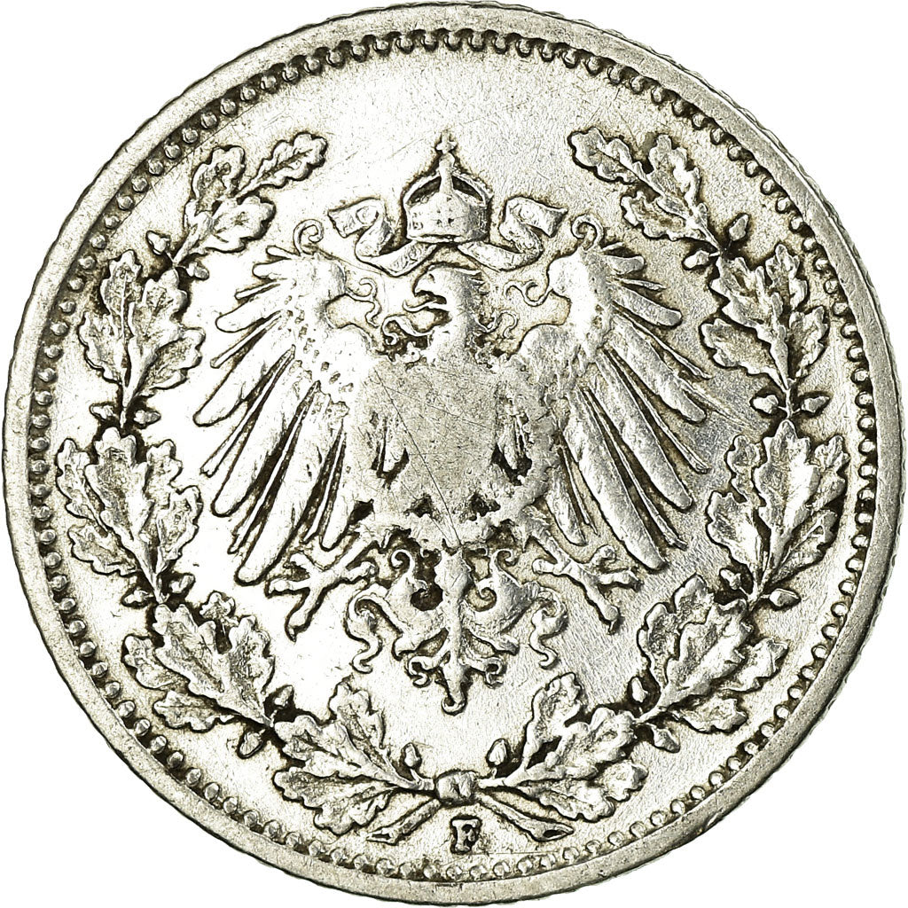 Moneta, GERMANIA - IMPERO, 1/2 Mark, 1905, Stuttgart, MB+, Argento, KM:17