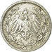 Coin, GERMANY - EMPIRE, 1/2 Mark, 1905, Stuttgart, VF(30-35), Silver, KM:17