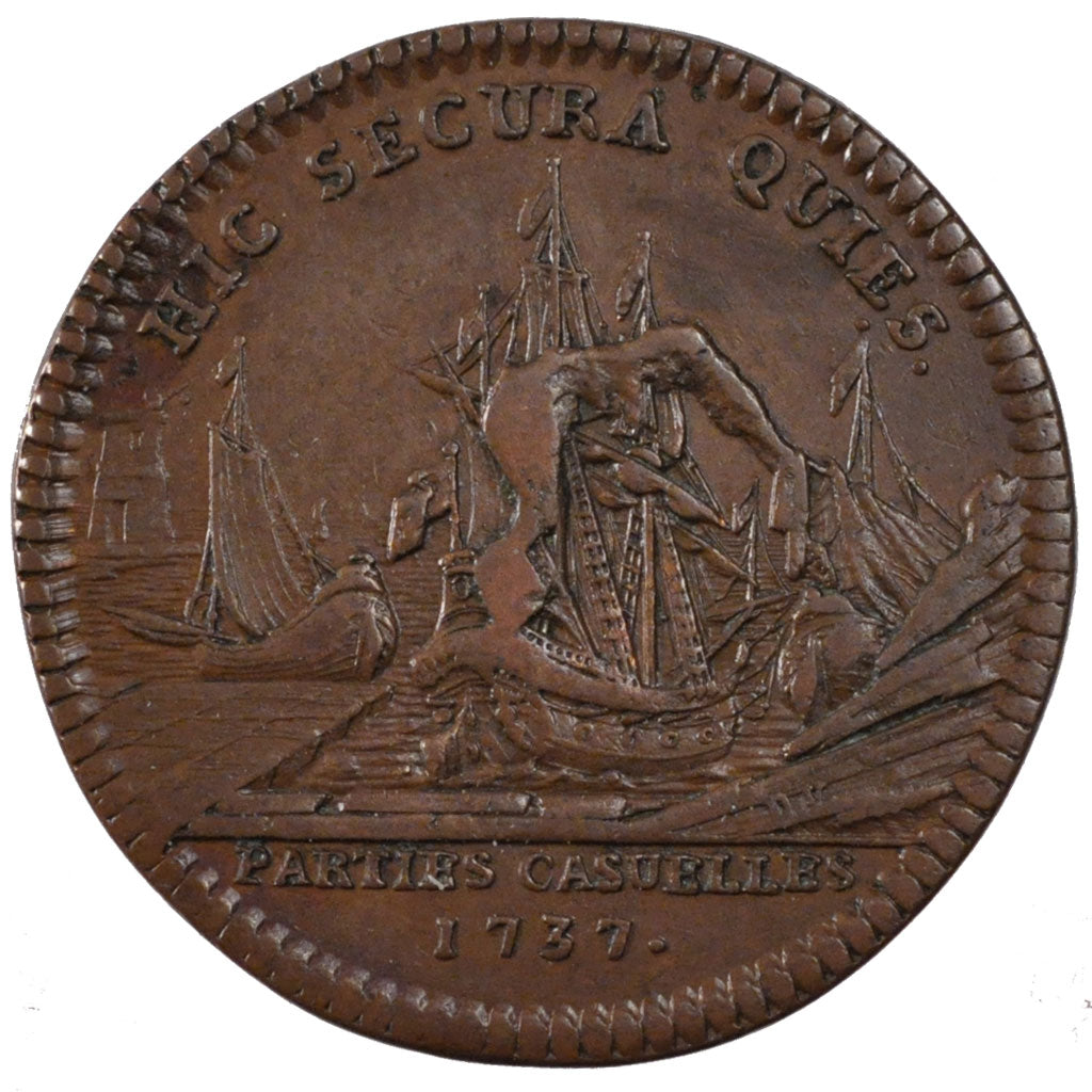 France, Royal, Token, 1737, AU(50-53), Copper, Feuardent #2772, 7.06