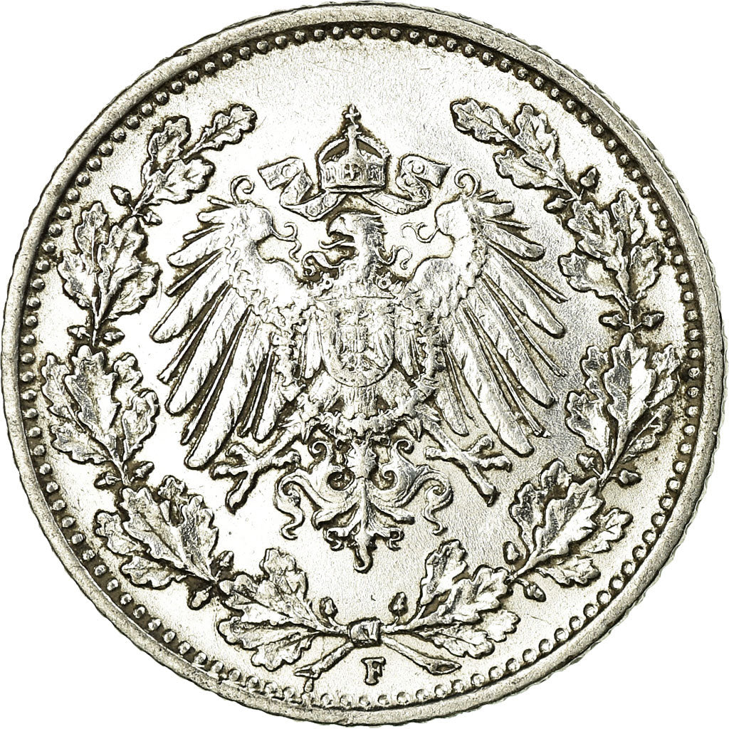 Coin, GERMANY - EMPIRE, 1/2 Mark, 1905, Stuttgart, EF(40-45), Silver, KM:17