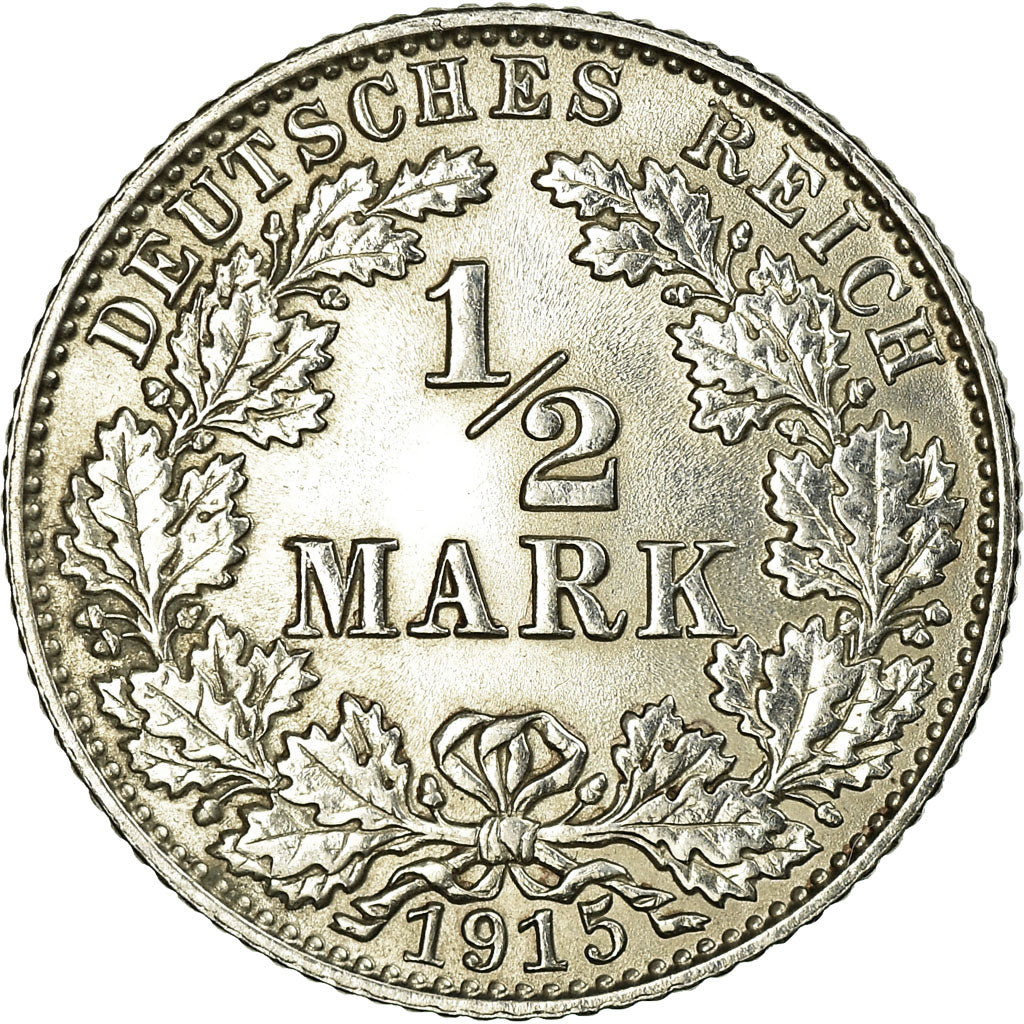 Coin, GERMANY - EMPIRE, 1/2 Mark, 1915, Muldenhütten, EF(40-45), Silver, KM:17