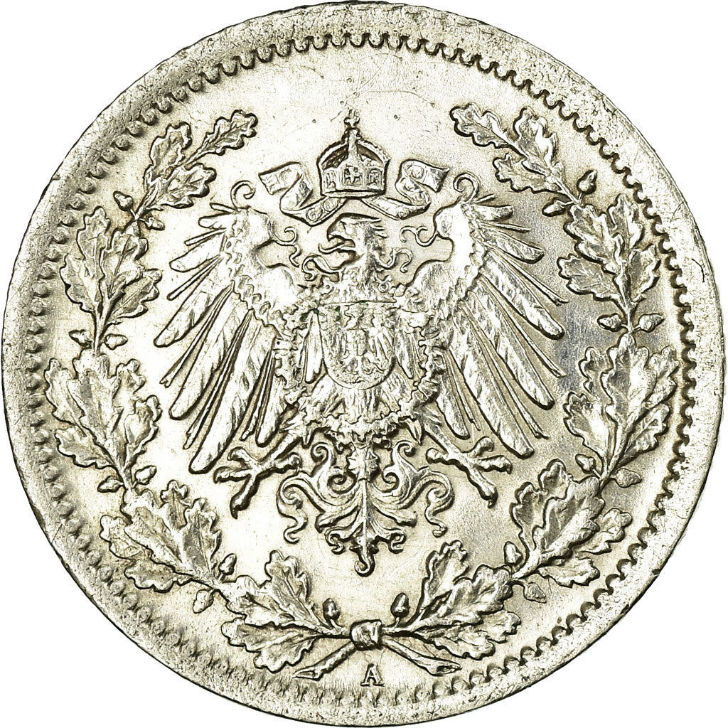 Coin, GERMANY - EMPIRE, 1/2 Mark, 1916, Berlin, EF(40-45), Silver, KM:17