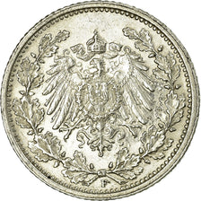Coin, GERMANY - EMPIRE, 1/2 Mark, 1916, Stuttgart, EF(40-45), Silver, KM:17