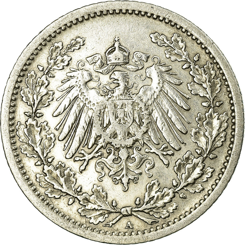 Moneta, GERMANIA - IMPERO, 1/2 Mark, 1908, Berlin, BB, Argento, KM:17