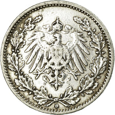 Coin, GERMANY - EMPIRE, 1/2 Mark, 1907, Munich, VF(30-35), Silver, KM:17
